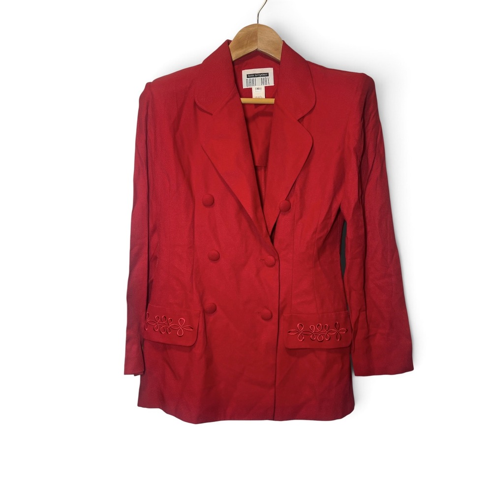 Dani Max Lois Snyder Red Blazer 6 Double Breasted Shoulder Pads USA Vintage